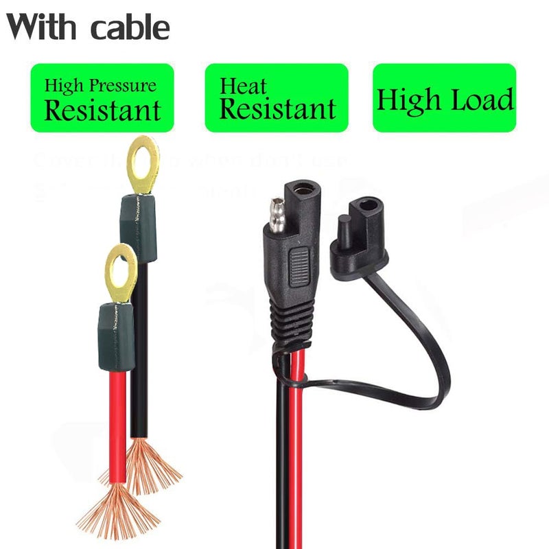 YETOR SAE to O Ring Terminal Harness, SAE Connector with 15A Protection Fuse for Safety, 2-Pin Quick Disconnect Plug,SAE Battery Extension Cable with 3.28FT 10AWG for Motorcycle Cars. (100CM) - Image 3